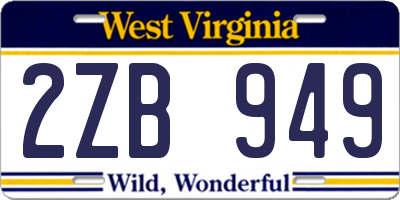 WV license plate 2ZB949