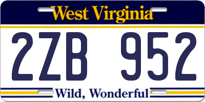 WV license plate 2ZB952