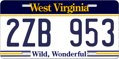WV license plate 2ZB953