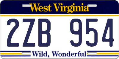 WV license plate 2ZB954