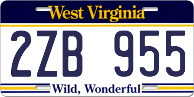 WV license plate 2ZB955