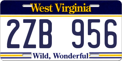 WV license plate 2ZB956