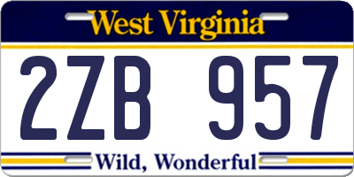 WV license plate 2ZB957
