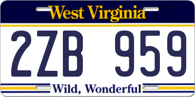 WV license plate 2ZB959