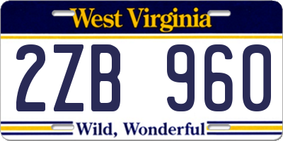 WV license plate 2ZB960