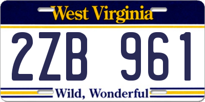 WV license plate 2ZB961