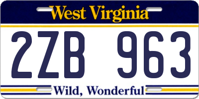 WV license plate 2ZB963