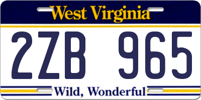 WV license plate 2ZB965