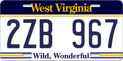 WV license plate 2ZB967