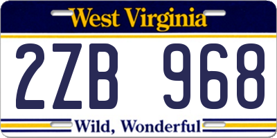 WV license plate 2ZB968