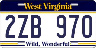 WV license plate 2ZB970