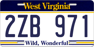 WV license plate 2ZB971