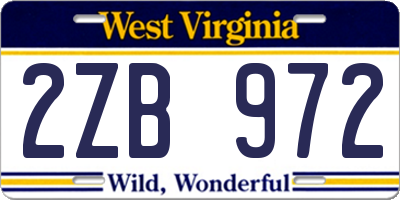 WV license plate 2ZB972