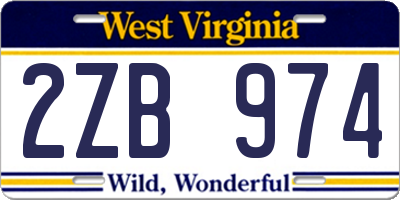 WV license plate 2ZB974