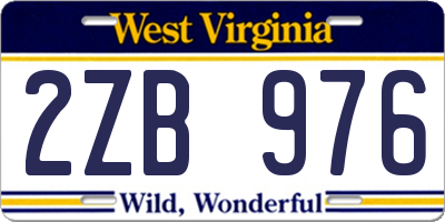 WV license plate 2ZB976