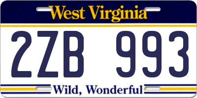 WV license plate 2ZB993