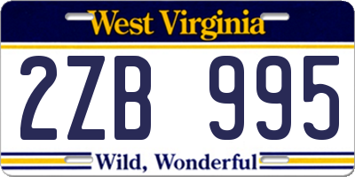WV license plate 2ZB995