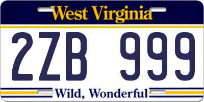 WV license plate 2ZB999