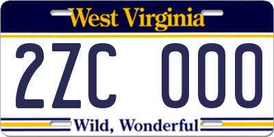WV license plate 2ZC000