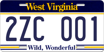 WV license plate 2ZC001