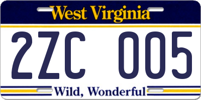 WV license plate 2ZC005