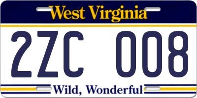 WV license plate 2ZC008