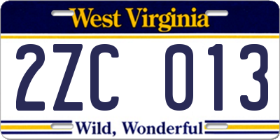 WV license plate 2ZC013