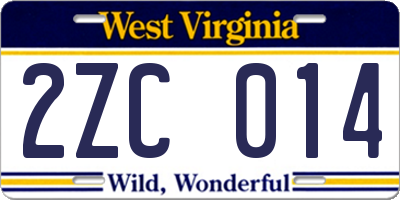 WV license plate 2ZC014
