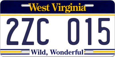 WV license plate 2ZC015