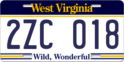 WV license plate 2ZC018