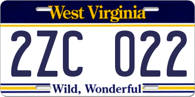 WV license plate 2ZC022