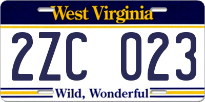 WV license plate 2ZC023