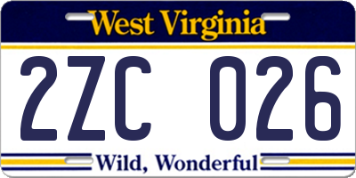 WV license plate 2ZC026