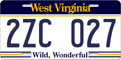 WV license plate 2ZC027