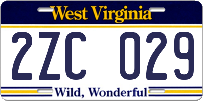 WV license plate 2ZC029