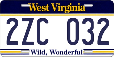 WV license plate 2ZC032