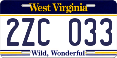 WV license plate 2ZC033