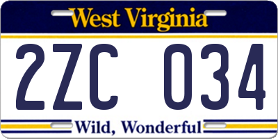 WV license plate 2ZC034