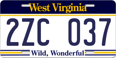 WV license plate 2ZC037