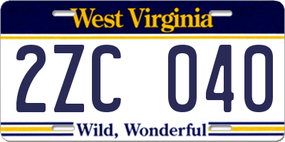 WV license plate 2ZC040