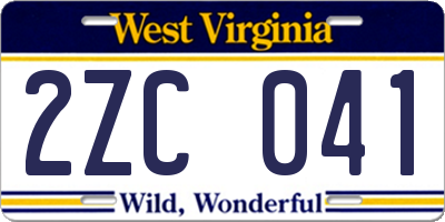 WV license plate 2ZC041