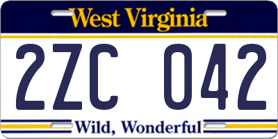 WV license plate 2ZC042