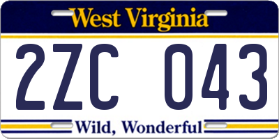 WV license plate 2ZC043