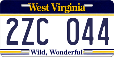 WV license plate 2ZC044