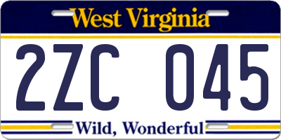 WV license plate 2ZC045