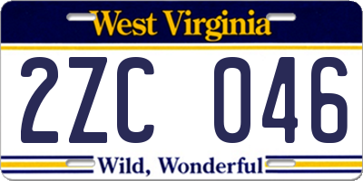 WV license plate 2ZC046