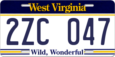 WV license plate 2ZC047