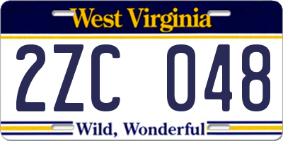 WV license plate 2ZC048