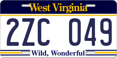WV license plate 2ZC049