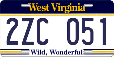 WV license plate 2ZC051